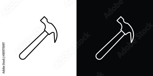 Hammer icons vector symbol with editable stroke lines for web designs