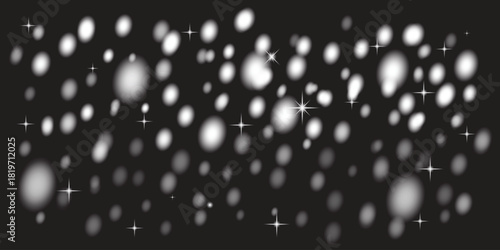 Abstract white spots and stars on a dark background