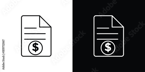 Invoice icons vector symbol with editable stroke lines for web designs