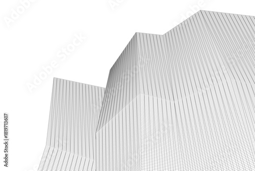 Abstract building 3d illustration. Architectural background 