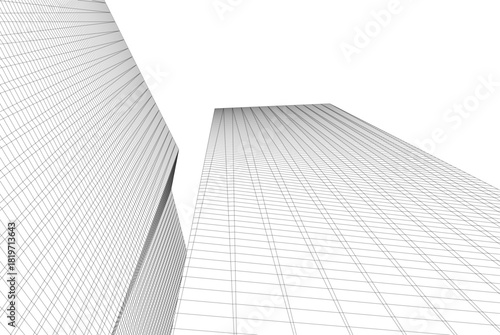 Abstract building 3d illustration. Architectural background 