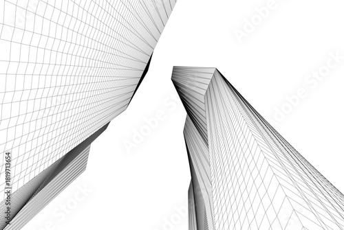Abstract building 3d illustration. Architectural background 
