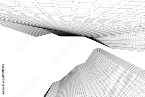 Abstract building 3d illustration. Architectural background 