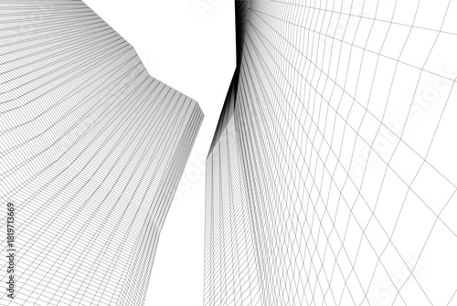 Abstract building 3d illustration. Architectural background 