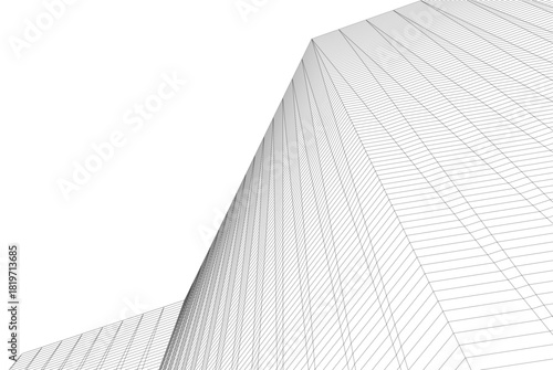 Abstract building 3d illustration. Architectural background 
