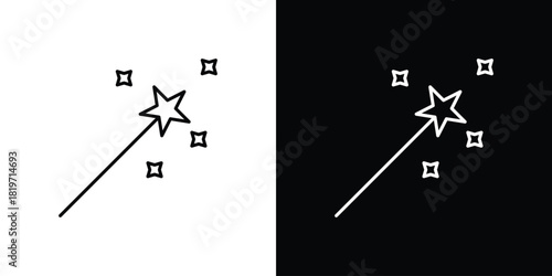 Magic wand icons vector symbol with editable stroke lines for web designs