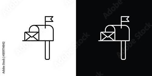 Mailbox icons vector symbol with editable stroke lines for web designs