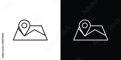 Map icons vector symbol with editable stroke lines for web designs