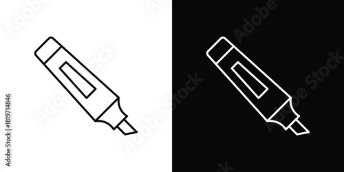Marker icons vector symbol with editable stroke lines for web designs