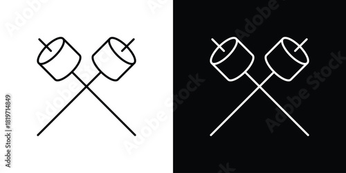 Marshmallow icons vector symbol with editable stroke lines for web designs