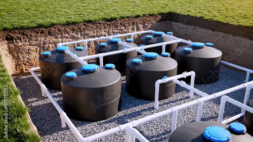 Residential rainwater harvesting system with underground water storage tanks