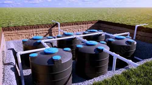 Residential rainwater harvesting system with underground water storage tanks