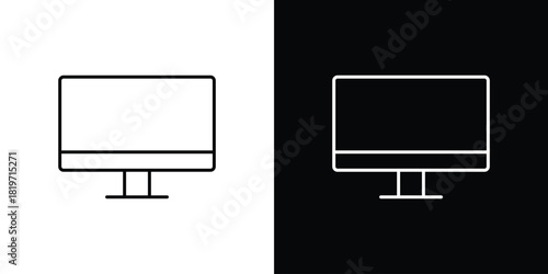Monitor icons vector symbol with editable stroke lines for web designs