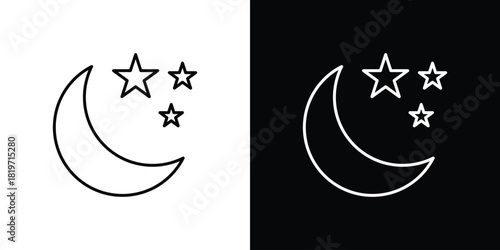 Moon icons vector symbol with editable stroke lines for web designs