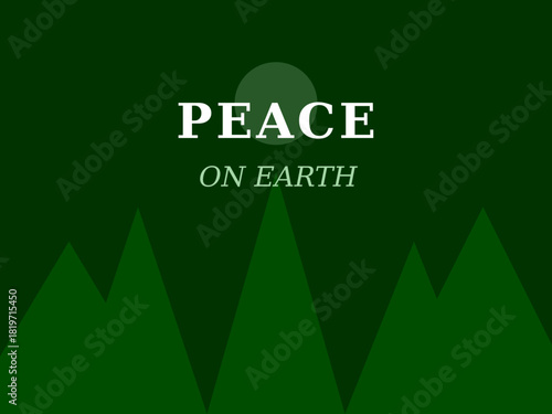 Editable text effect design featuring the phrase peace on earth with green mountains