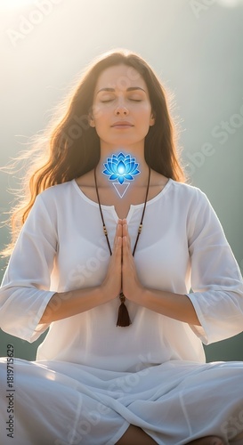 Serene Meditation - Woman Finding Inner Peace and Chakra Alignment.