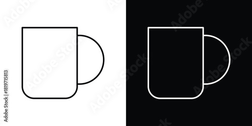 Mug icons vector symbol with editable stroke lines for web designs