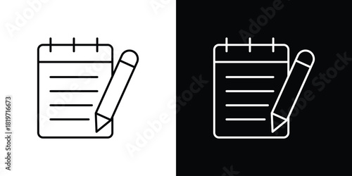 Notepad icons vector symbol with editable stroke lines for web designs