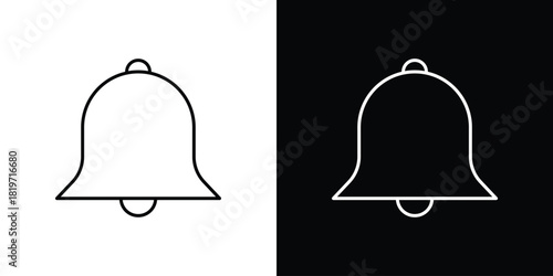 Notification bell icons vector symbol with editable stroke lines for web designs