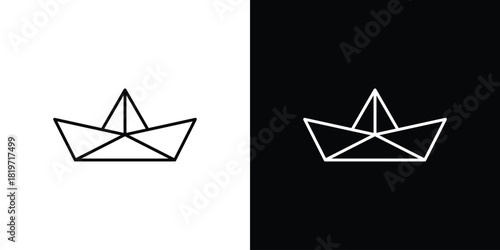 Paper boat icons vector symbol with editable stroke lines for web designs