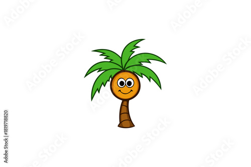 Coconut tree cartoon art vector art illustration