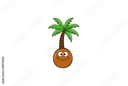 Coconut tree cartoon art vector art illustration