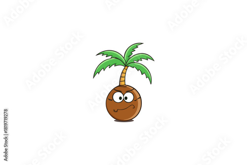 Coconut tree cartoon art vector art illustration