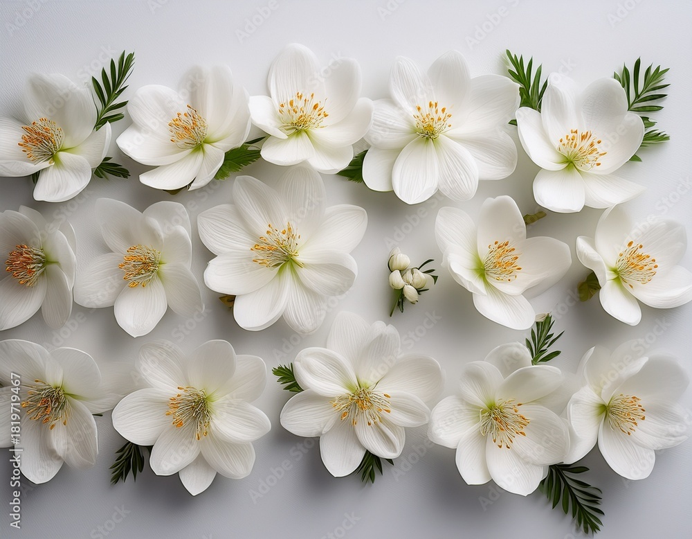 Obraz premium white flowers arranged in a horizontal row