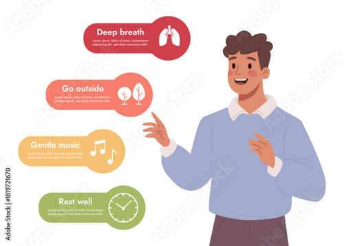 Mental Health Tips for Anxiety Reduce Infographic.