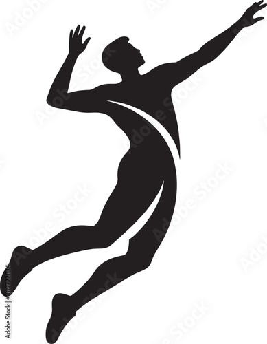 Silhouette of an athletic man in a dynamic jumping pose