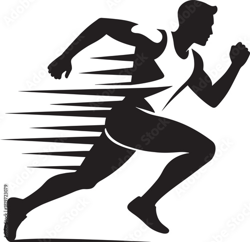 Silhouette of a man running quickly showcasing motion and athletic energy