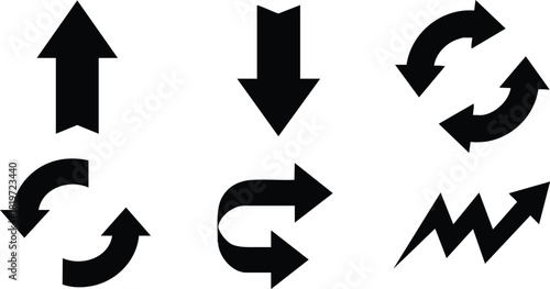 Black arrow collection with different directions and styles vector illustration