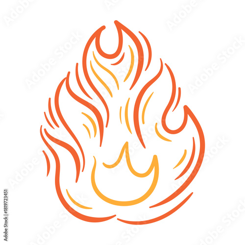 Vivid, hand-drawn-like flames in bright orange and red tones, with smooth curves and pointed flame tips a clean, minimalist vector illustration that adds a lively accent.