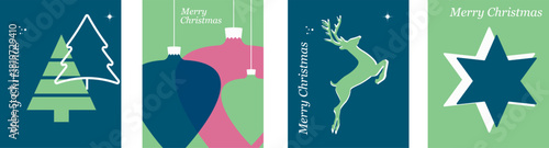 New Year and Christmas background. Background for greeting card. 2026. New year and Christmas greeting card. Blue and green backgrounds. Vector
