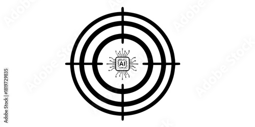 Hyper-Personalization Target AI Chip Flat Vector Icon