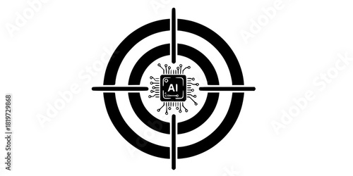 Hyper-Personalization Target AI Chip Flat Vector Icon