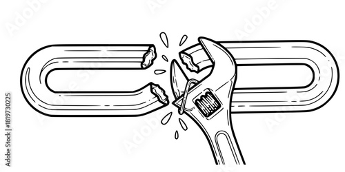 Broken Link Repair Simple Line Art Vector SEO