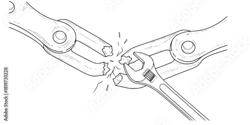 Broken Link Repair Simple Line Art Vector SEO