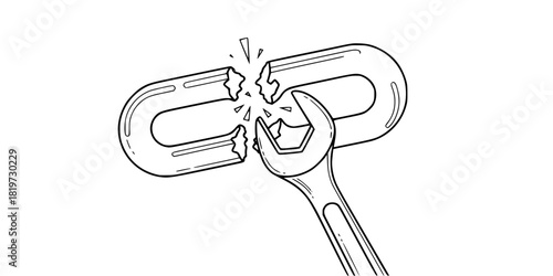 Broken Link Repair Simple Line Art Vector SEO