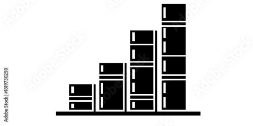 Modular Content Stacking Blocks Bar Graph Flat Vector Icon