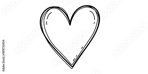 Authentic Connection Hand-Drawn Heart Simple Line Art Vector