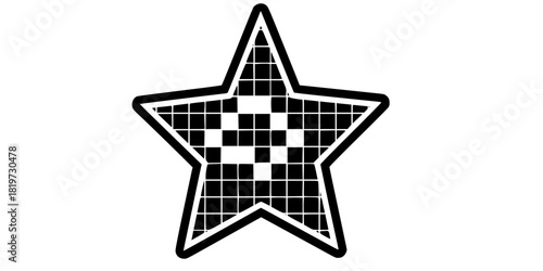 Pixelated Star Icon Retro Modern Blend Flat Vector