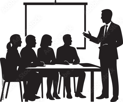 Team meeting silhouette vector
