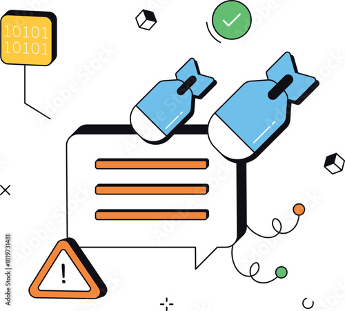 Threat detection with security bombs and alert isometric flat vector illustration