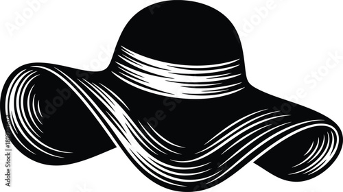 Buy stylish black sun hat for women wide brim summer beach hat fashion eps silhouette