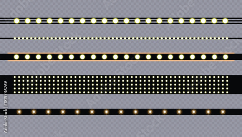 Illuminated LED light strips and patterns for design and decoration Vector