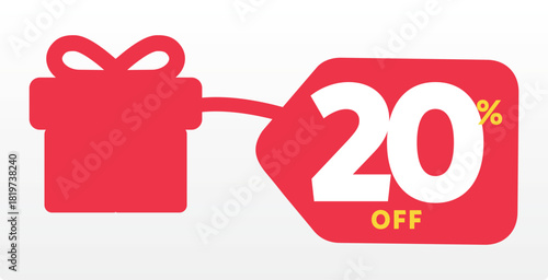 20% off, party, gift, Merry Christmas, buy, promo, commerce, price, value, market, sale, special, box, tag, discount, special. Store, icon, vector, set