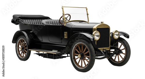 Classic touring automobile showcasing vintage design and utilitarian features in a clear studio setting
