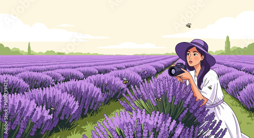Captivating lavender field photography with a woman enjoying the fragrant blooms