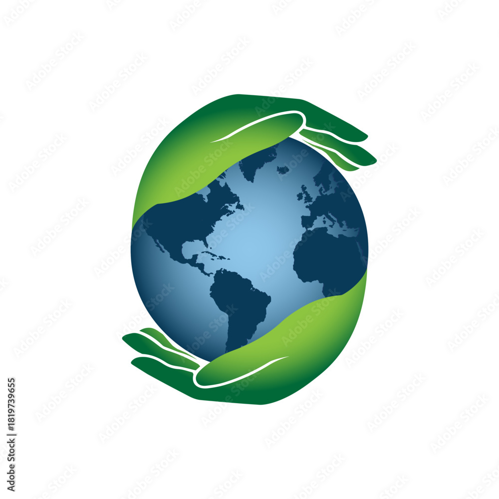 Obraz premium Green hands holding the world